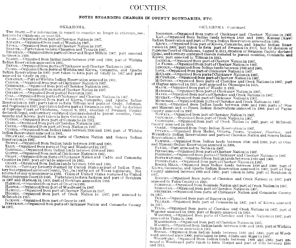 1920 Oklahoma Census, Volume 1, Notes for Table 49